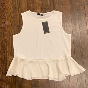 Mango White Peplum Sleeveless Top US XS Eur S NWT